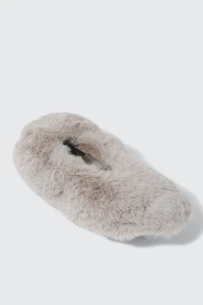 Ardene Faux Fur Slippers in Beige | Size Small | Polyester
