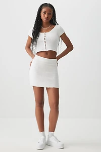Ardene Crochet Mini Skirt in White | Size XS | 100% Cotton