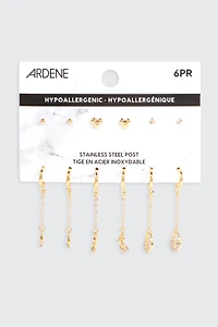 6 paires de boucles d'oreilles à breloques