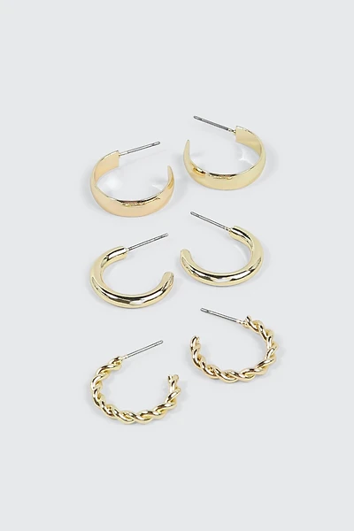 Lot de 3 paires boucles d'oreilles plaquées or 14K