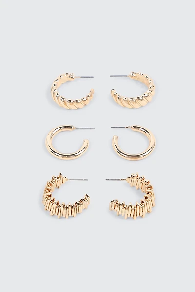 3 paires d'anneaux texturés