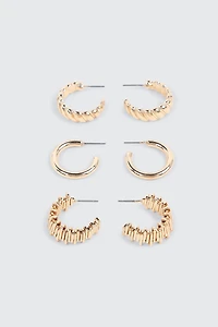 3 paires d'anneaux texturés