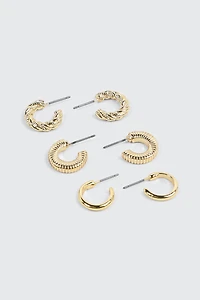 Ardene 3-Pack 14K Plated Hoop Earrings in Gold | Stainless Steel
