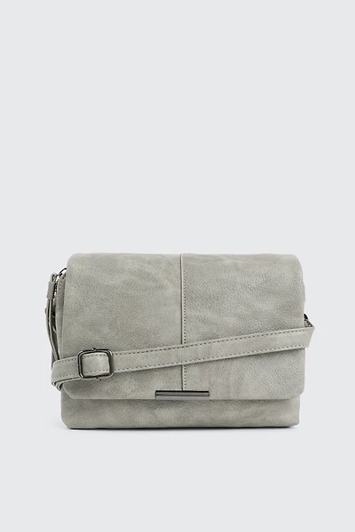 Ardene Rectangular Crossbody Bag in Grey | 100% Recycled Polyester/Faux Leather | Eco-Conscious