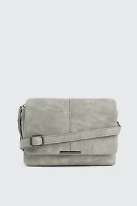 Ardene Rectangular Crossbody Bag in Grey | 100% Recycled Polyester/Faux Leather | Eco-Conscious