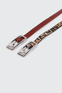 Duo de ceintures unie et léopard