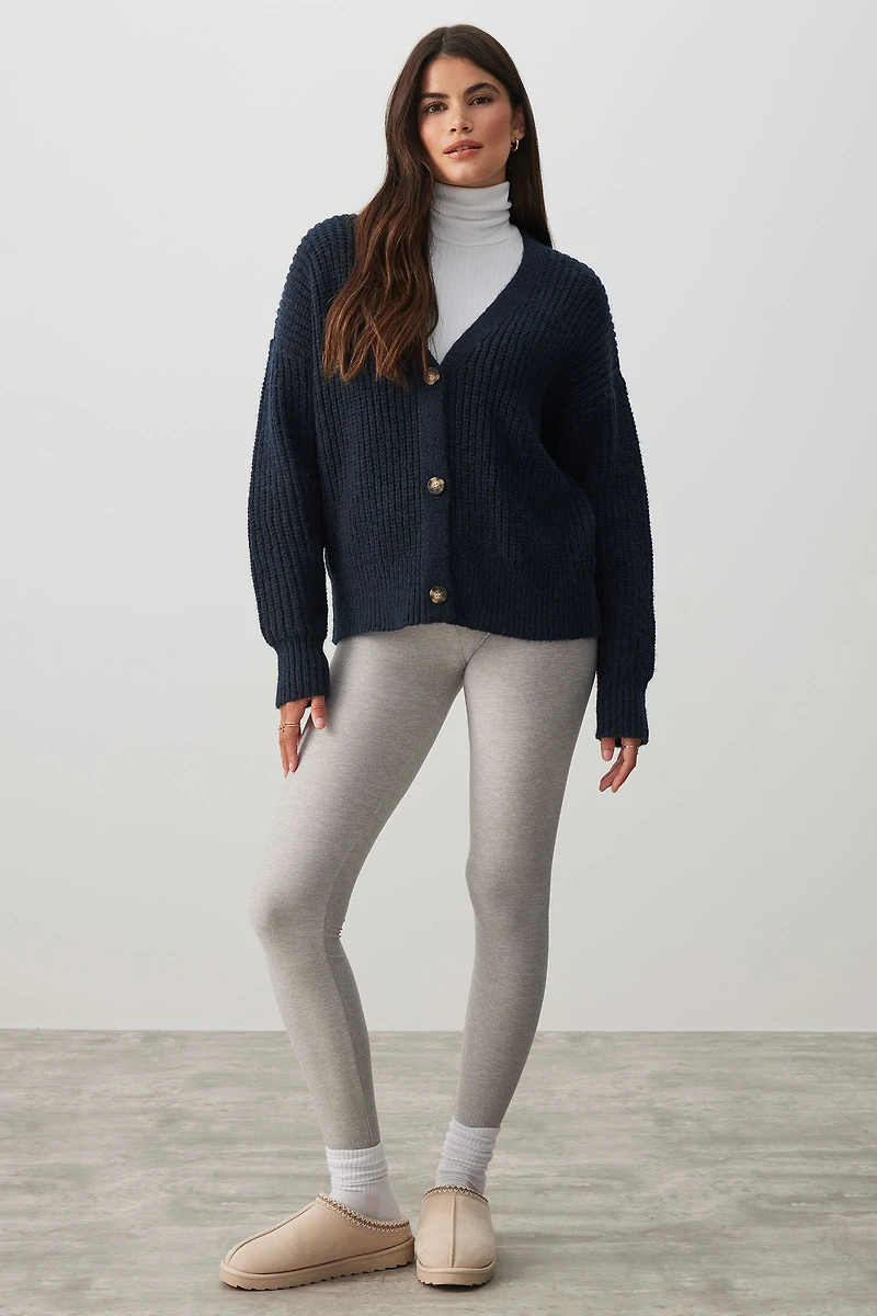 Ardene Super Soft Wide Waistband Leggings in Light Grey | Size | Polyester/Spandex | Eco-Conscious