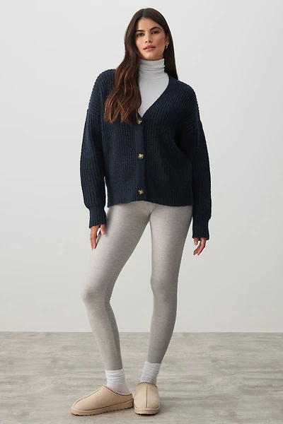 Ardene Super Soft Wide Waistband Leggings in Light Grey | Size | Polyester/Spandex | Eco-Conscious