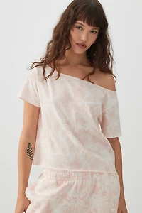 Ardene Pink Camouflage Off Shoulder T-Shirt | Size | 100% Cotton