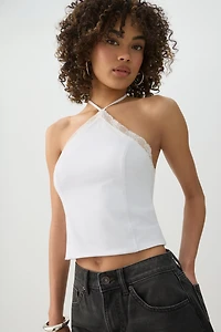 Camisole licou bordée de dentelle