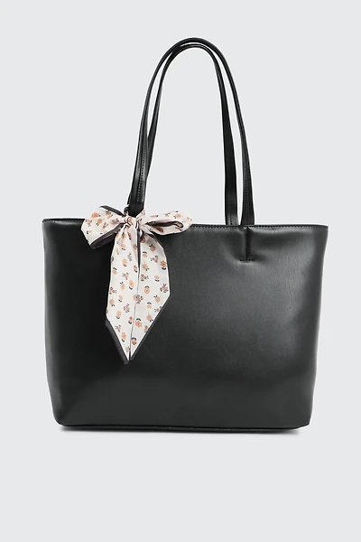 Ardene Large Tote Bag with Scarf in | 100% Recycled Polyester/Faux Leather | Eco-Conscious