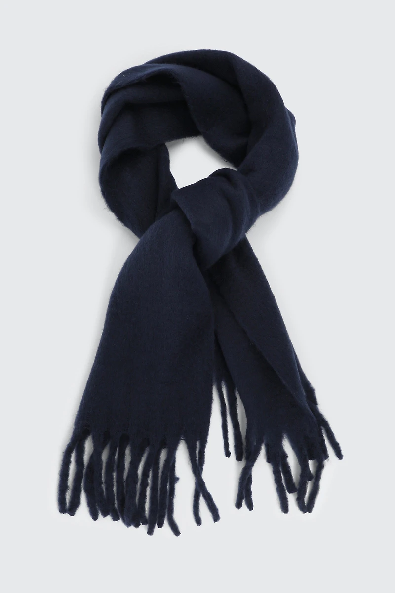 Ardene Rectangular Scarf with Fringes in Dark | Polyester