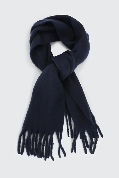 Ardene Rectangular Scarf with Fringes in Dark | Polyester