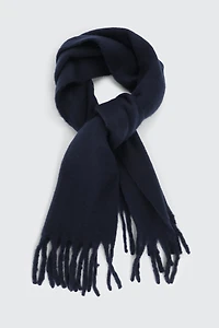 Ardene Rectangular Scarf with Fringes in Dark | Polyester