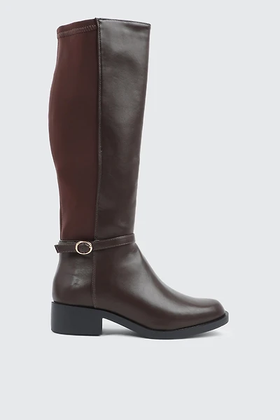 Ardene Riding Boots with Buckle in Brown | Size | Faux Leather