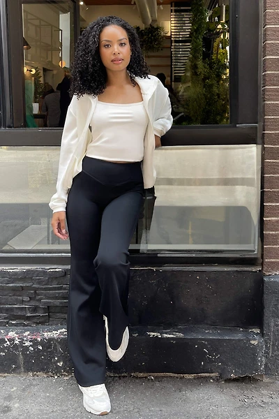 Ardene V Waistband Flare Leggings in | Size | Nylon/Spandex | Eco-Conscious