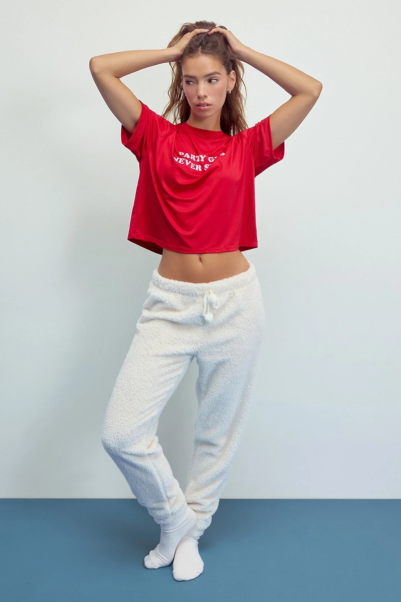 Ardene DREAMPLUSH PJ Joggers in Off-White | Size | Polyester | Eco-Conscious