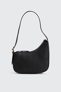 Ardene Asymmetrical Baguette Bag in Black | 100% Recycled Polyester/Faux Leather | Eco-Conscious