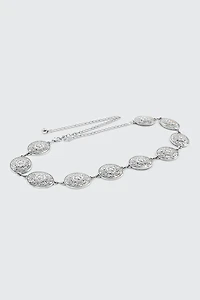 Ceinture chaîne médaillons floraux