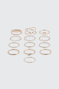 Ardene 8-Pack Twist & Knot Rings in Gold | Size