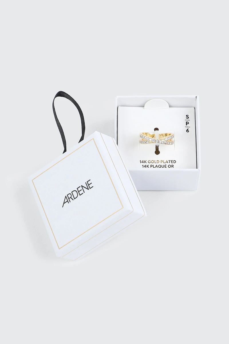 Bague X plaquée or 14K