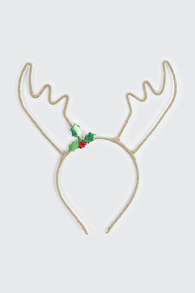 Ardene Glitter Antler Headband in Gold