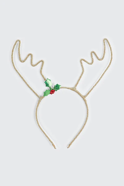 Ardene Glitter Antler Headband in Gold