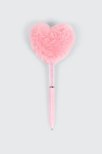 Ardene Kids Pompom Heart Pen in Medium Pink