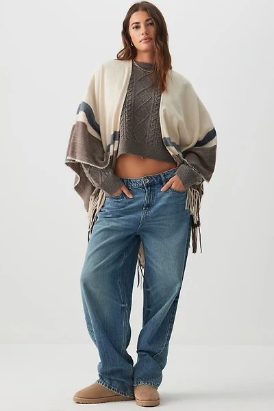 Ardene Shawl with Fringes in Off-White | Polyester