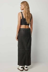 Jupe maxi en faux cuir délavé