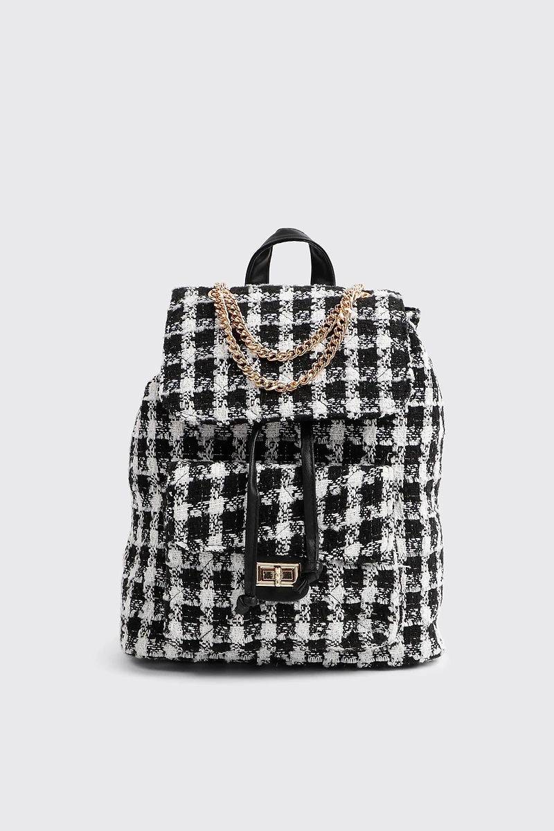 Ardene Small Backpack with Chain Detail | Faux Leather/Polyester