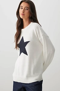 Ardene Graphic Print Crew Neck Sweater in White | Size | Polyester/Cotton