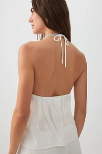 Camisole en tissu froissé nouée à l'avant