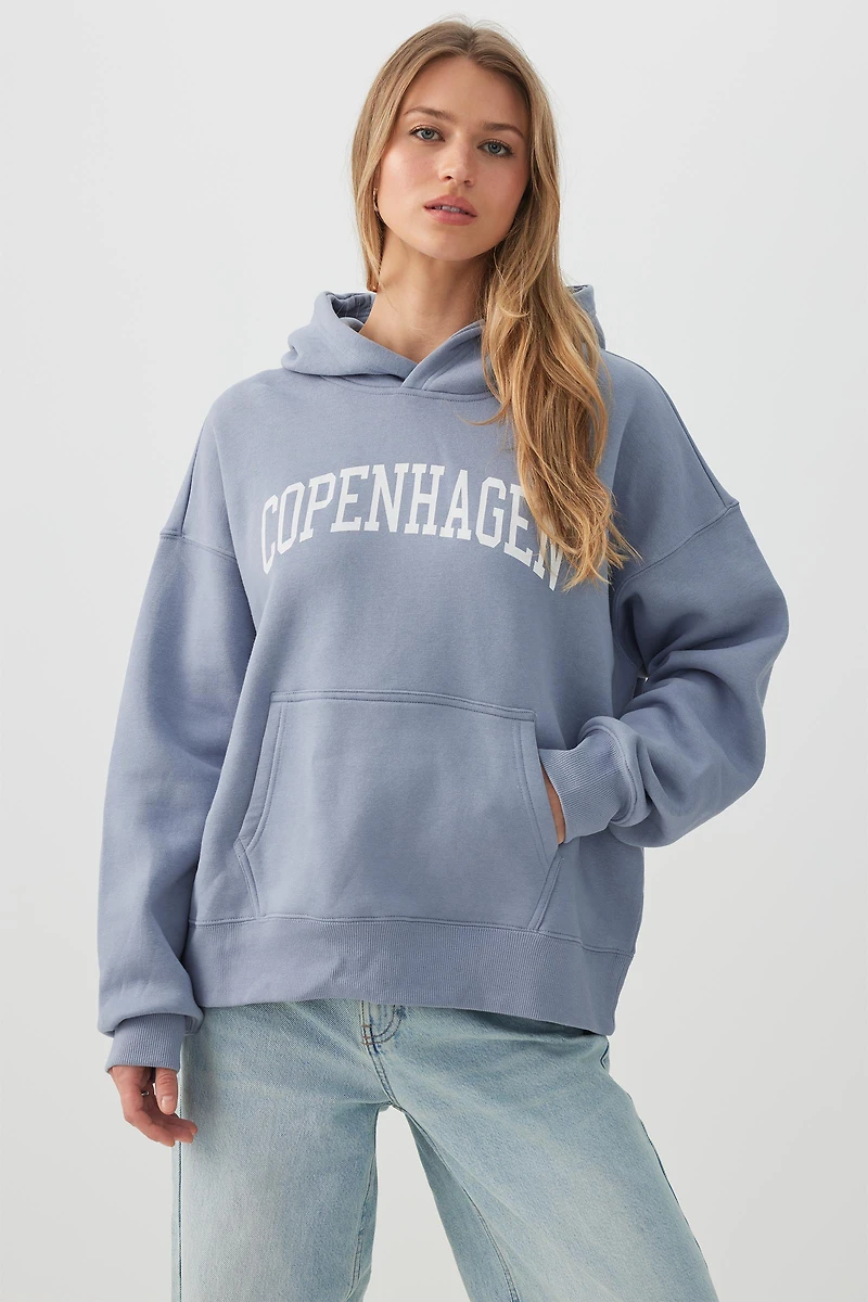 Ardene Graphic Oversized Hoodie in | Size | Polyester/Cotton | Fleece-Lined