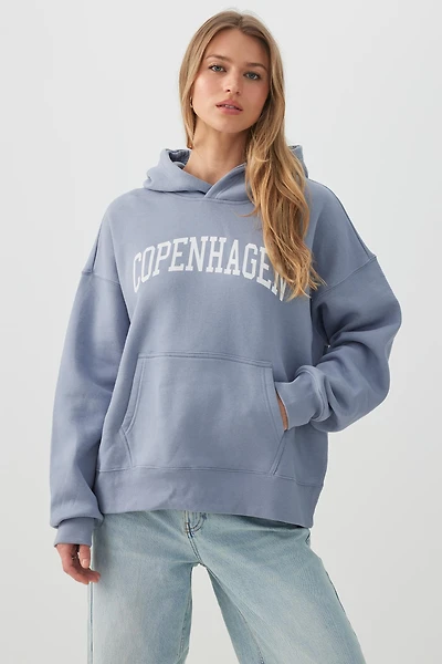 Ardene Graphic Oversized Hoodie in | Size | Polyester/Cotton | Fleece-Lined