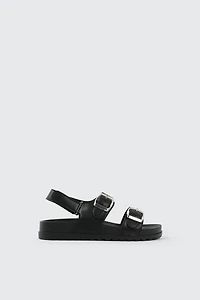 Ardene Kids Two-Buckle Sandals in Black | Size | Eco-Conscious