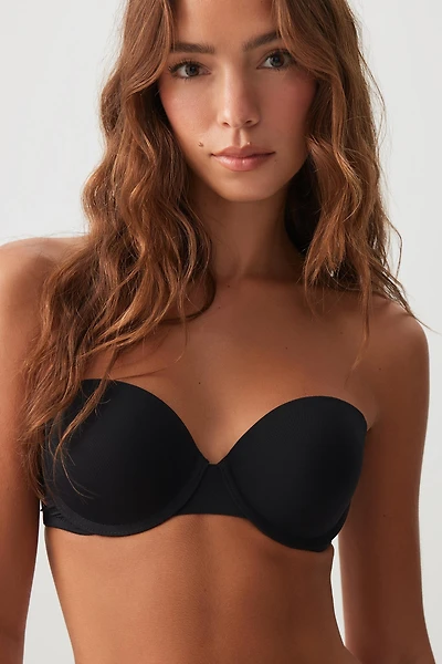 Ardene TRUNUDE Strapless Push Up Bra in Black | Size 34A | Nylon/Spandex