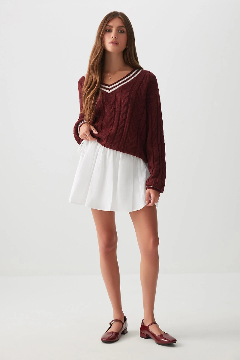 Ardene Micro Circle Skirt with Side Ties in White | Size | 100% Cotton