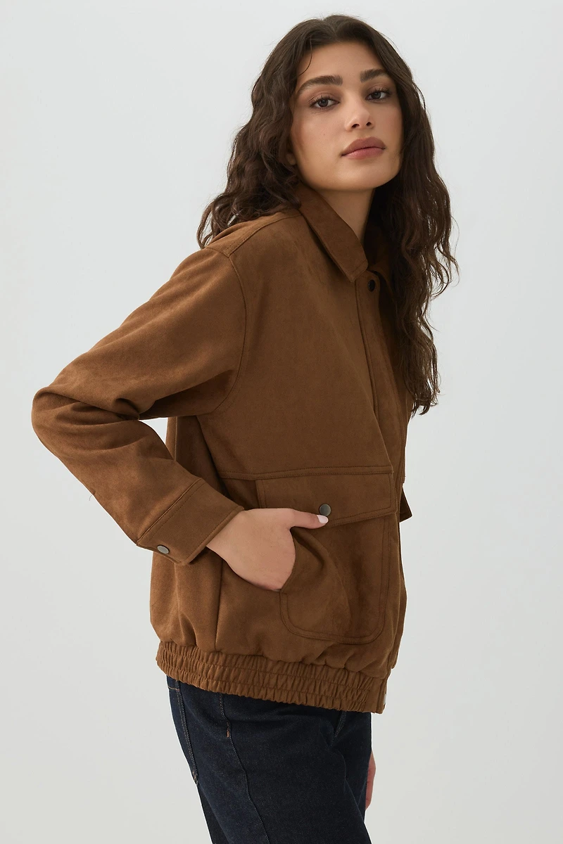 Veste ample en faux suède