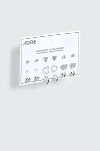 9 paires de boucles d'oreilles cœurs