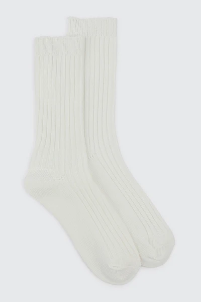 Ardene Ribbed Boot Socks in White | Polyester/Spandex