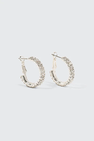 Ardene Two-Row Hoop Earrings in Silver | Stainless Steel