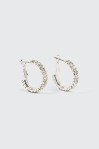 Ardene Two-Row Hoop Earrings in Silver | Stainless Steel
