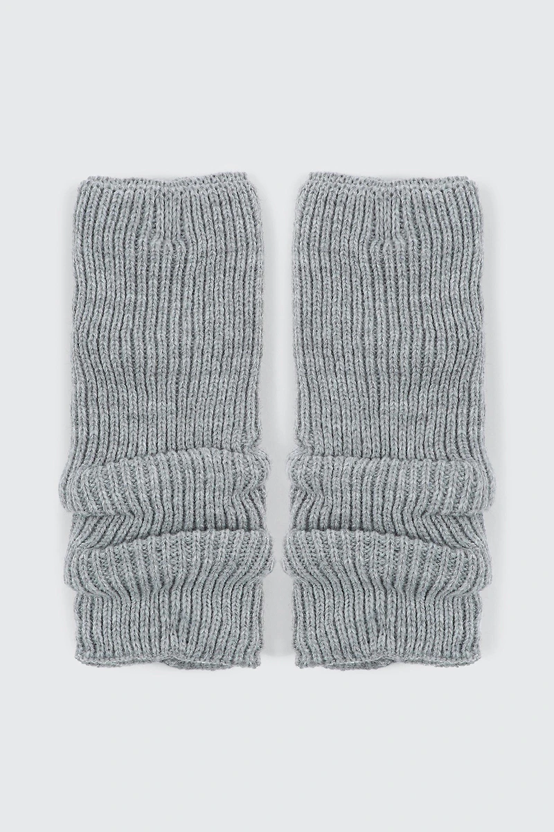 Ardene Kids Rib Knit Leg Warmers in Grey | 100% Acrylic