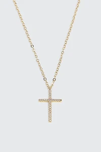 Collier croix plaqué or 14K