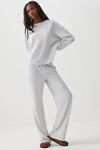 Ardene Waffle Knit Lounge Pants in Light Grey | Size | Polyester/Spandex