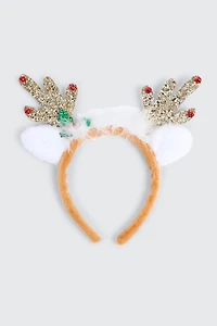 Ardene Glitter Reindeer Antler Headband in Brown