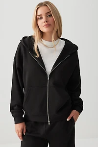 Ardene Oversized Zip Up Graphic Hoodie in | Size | Polyester/Cotton | Fleece-Lined