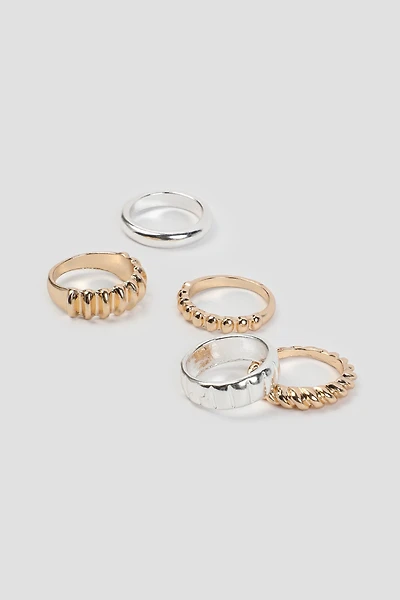 Ardene 5-Pack Textured Rings | Size Small