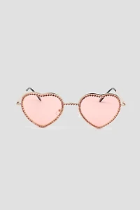 Ardene Embellished Heart Shaped Sunglasses in Gold